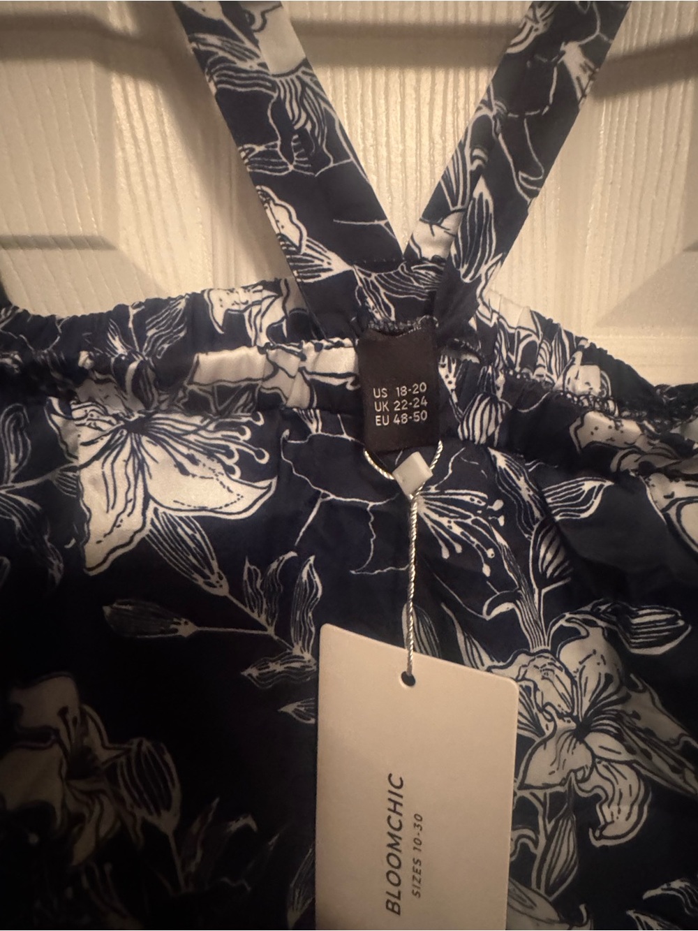 NWT Bloomchic Sz 18-20 (1X) Plus Navy Floral Off-Shoulder Maxi Dress w/ side sli - Picture 5 of 11